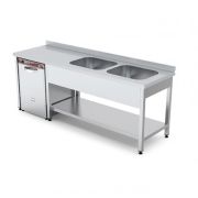 Spalator inox cu 2 cuve pe partea dreapta, polita inferioara si spatiu masina spalat 160*70*85