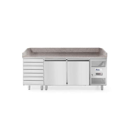 Masa pizza profesionala, cu 2 usi 7 sertare 280 L inox, ARKTIC by Hendi interval temperatura -2/+8 gr C 250 W 2020x800x(H)875 mm