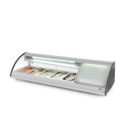 Vitrina sushi, 63 lt, pt 5 tavi GN1/3, interval temp 0-12 gr C, 160 W, geamuri glisante, corp inox, ARKTIC by Hendi, 1307x450x(H)330 mm