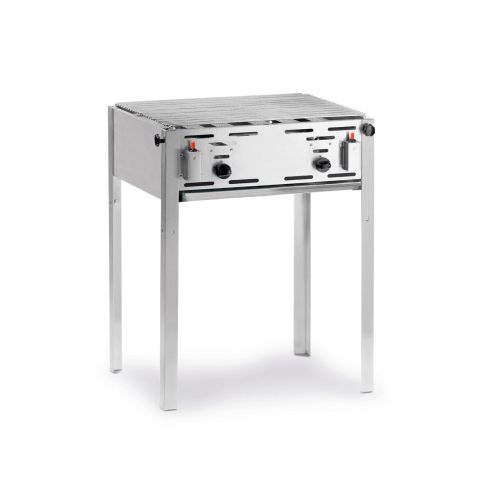 Gratar profesional pe gaz Hendi Master Maxi, cadru inox, 11.6 kW, incluse: gratar cromat, tava emailata 59x48 cm, furtun gaz, regulator presiune incluse, 65x54x(H)84 cm