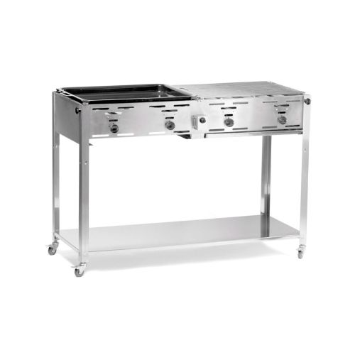 Grill Hendi Master model Quattro, 4 arzatoare, Inox, alimentare gaz, aprindere electrica, consum 0,8 mAÂ³/h, 22 kW, Inox