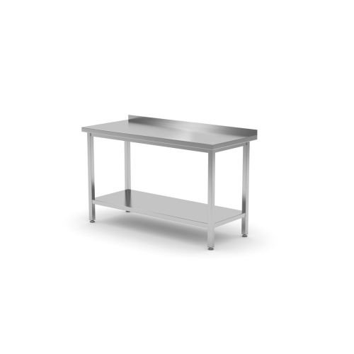 Masa de lucru din inox Hendi, cu rebord si polita pregatita pentru ansamblare, 1000x700xh850mm