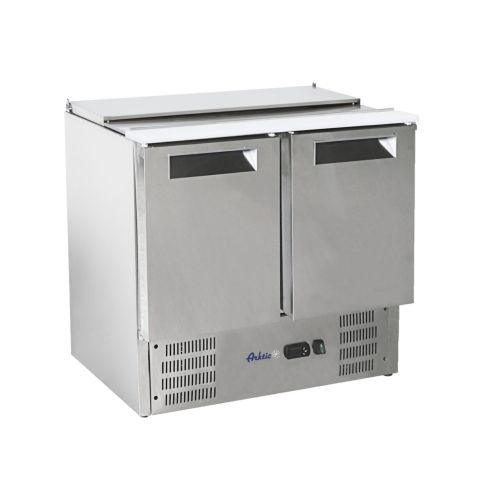 Masa rece cu 2 usi pentru salata cu capac rabatabil, 900x700x(H)860 mm