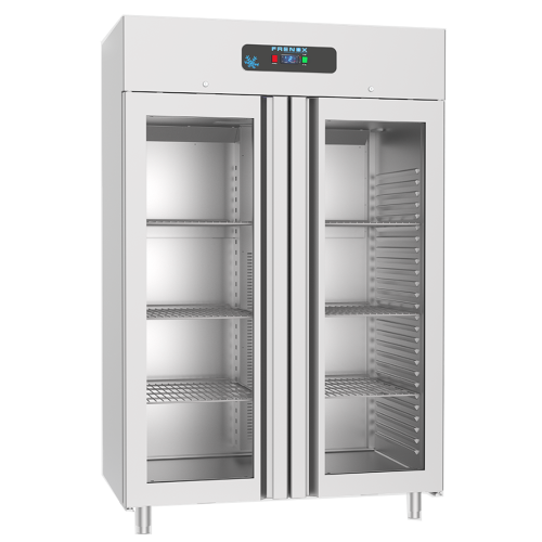 Dulap frigorific vertical inox, FRENOX cu 2 usi din sticla, 1400 lt