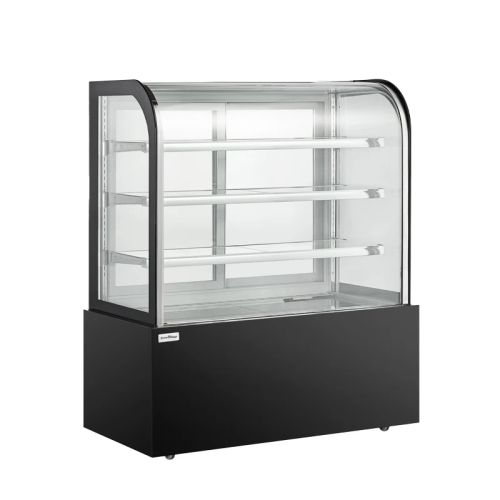 Vitrină frigorifică cofetărie DG-1800FYH, 760L, 2-8°C, sticlă curbată, Neagra