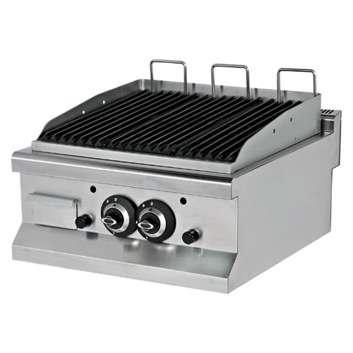 Grill pe gaz profesional, inox, cu roca vulcanica, 60*64*29 cm