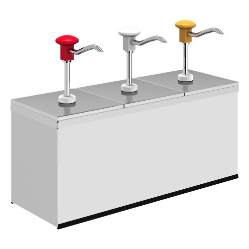 Dozator triplu, din inox, cu pompa, ptr ketchup/mustar/maioneza 9 lt