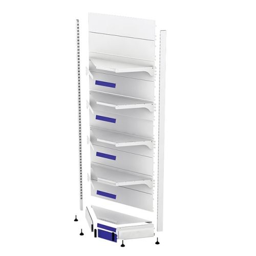 Raft metalic de perete coltar interior H220 baza 40 cm si 4 polite de 30 cm
