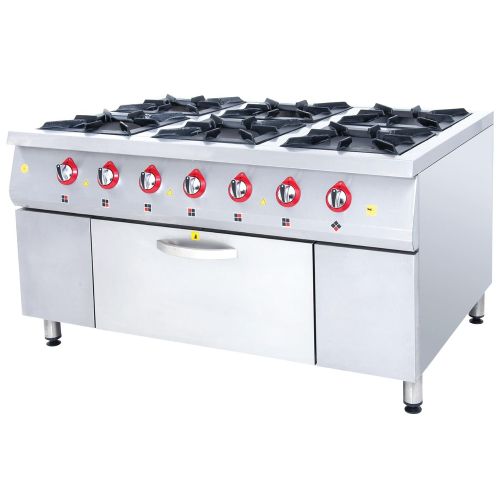 Masina de gatit pe gaz, inox, cu 6 arzatoare si cuptor, 150*104*85 cm