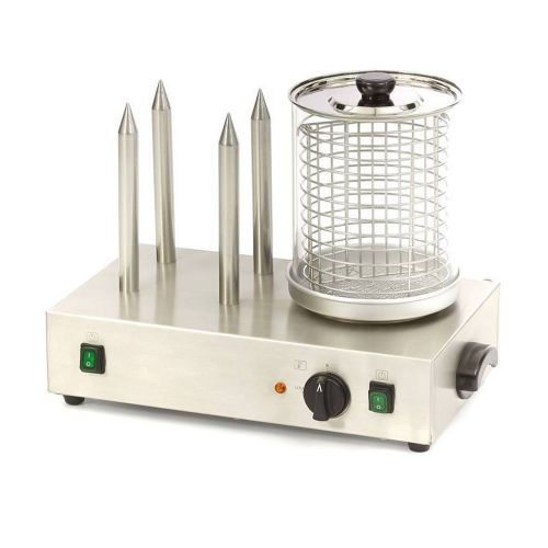 Aparat hot-dog electric MAXIMA, inox, cu 4 tepuse si bol, 58*36*46 cm