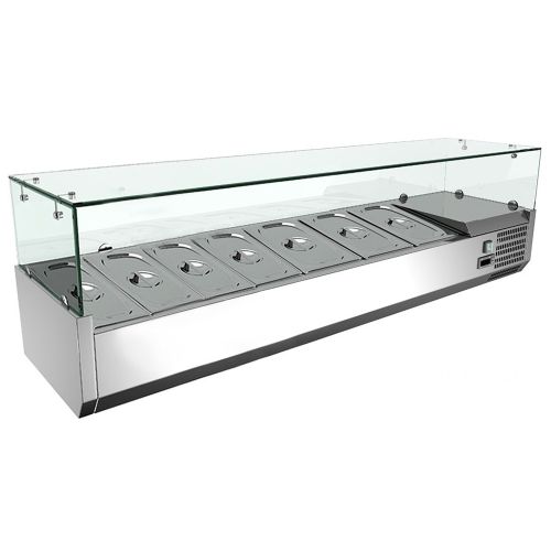 Vitrina ingrediente, inox, 7 cuve GN1/4, 150*33*43 cm