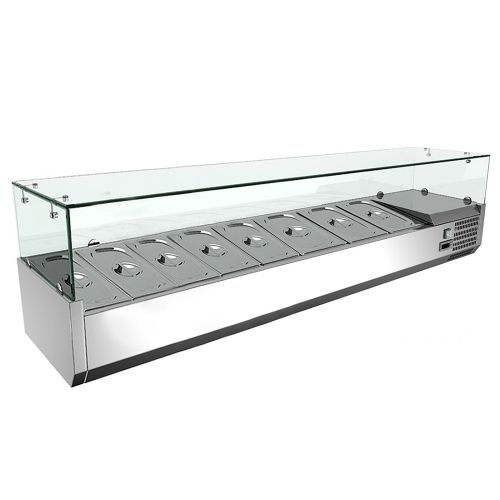 Vitrina ingrediente, inox, 8 cuve GN1/4, 180*33*43 cm