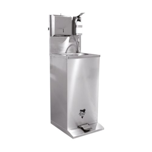 Statie mobila de spalare a mainilor, inox, cu actionare la pedala, 50*65*90 / 140 cm