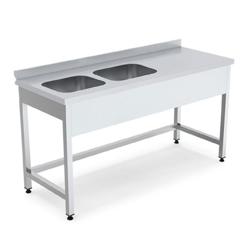 Spalator cu 2 cuve pe partea stanga si picurator, inox, 180*60*85 cm