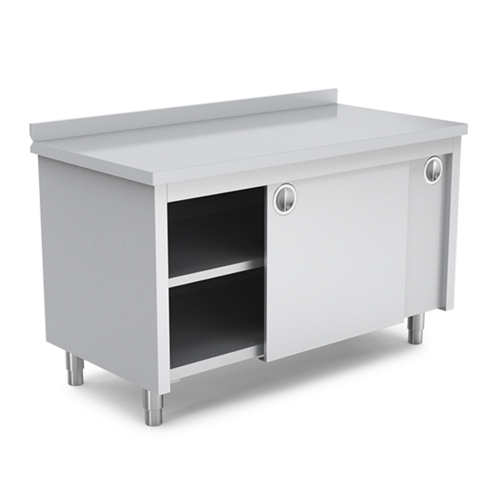 Masa de lucru inox cu dulap si polita intermediara 180*70*85