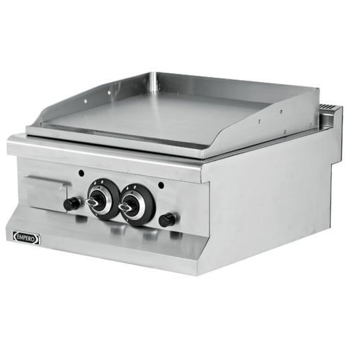 Grill pe gaz profesional, inox, cu suprafata neteda, 60*64*29 cm