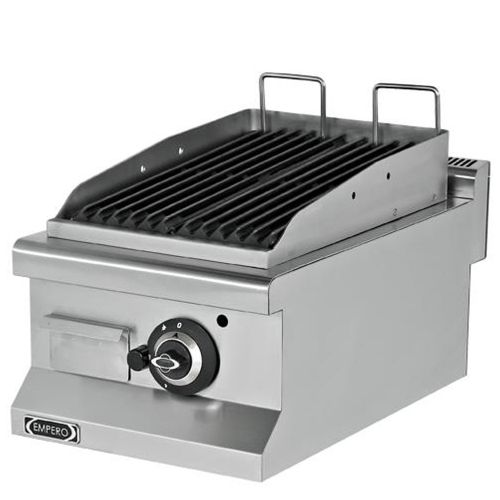 Grill pe gaz profesional, inox, cu roca vulcanica, 40*64*29 cm