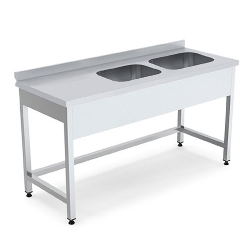 Spalator cu 2 cuve pe partea dreapta si picurator, inox, 180*70*85 cm