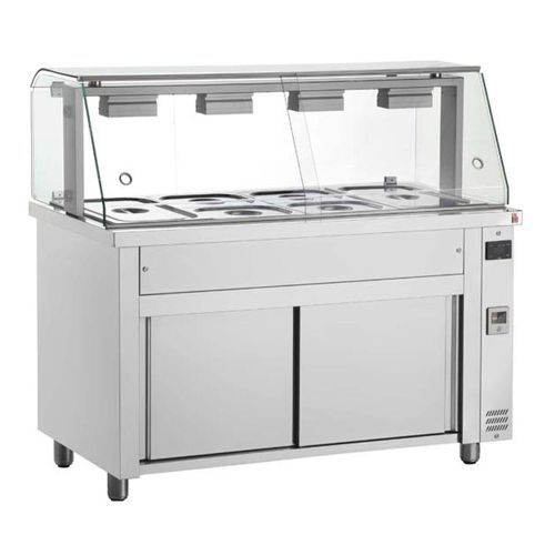 Bain-marie 4 tavi GN 1/1 cu dulap neutru si geam panoramic, 140 cm