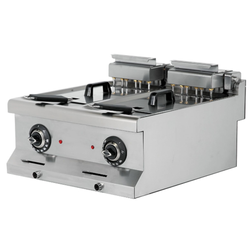 Friteuza electrica profesional, inox, cu 2 cuve, 2*10 lt