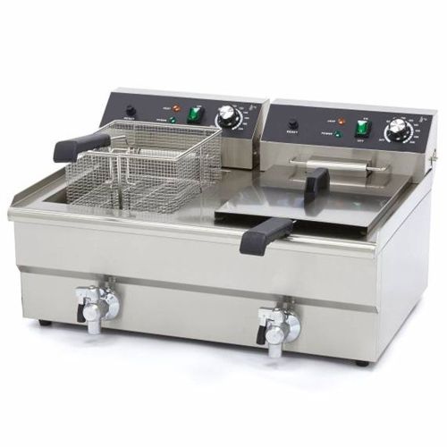 Friteuza electrica dubla MAXIMA profesionala de banc cu debuseu, 16+16 lt, 68*53*38 cm, 6000W
