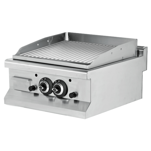 Grill electric profesional, inox, cu suprafata striata, 60*64*29 cm