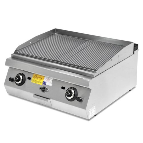 Grill pe gaz profesional, inox, cu suprafata striata PLUS, 80*73*30 cm