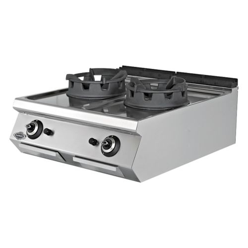 Masina de gatit pe gaz cu 2 arzatoare, inox, tip wok PLUS, 80*73*30 cm