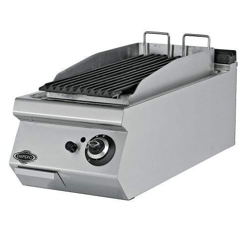 Grill pe gaz profesional, inox, cu roca vulcanica PLUS, 40*73*30 cm