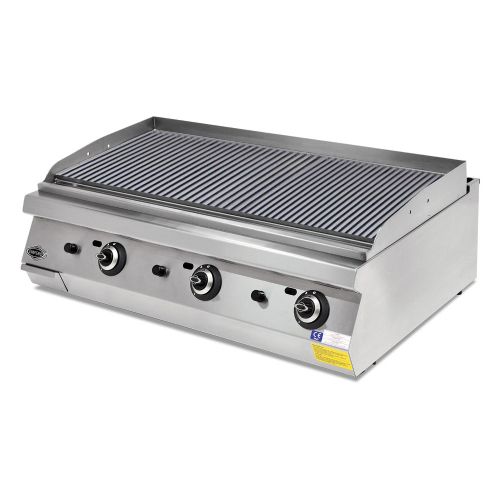 Grill pe gaz profesional, inox, cu suprafata striata PLUS, 120*90*30 cm