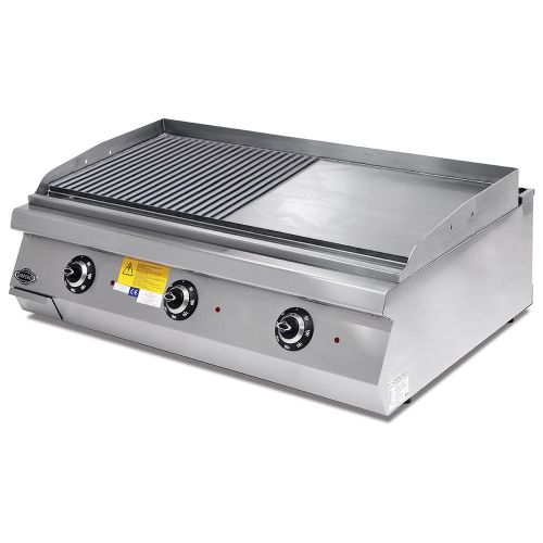 Grill electric profesional, inox, cu suprafata neteda si striata PLUS, 120*90*30 cm