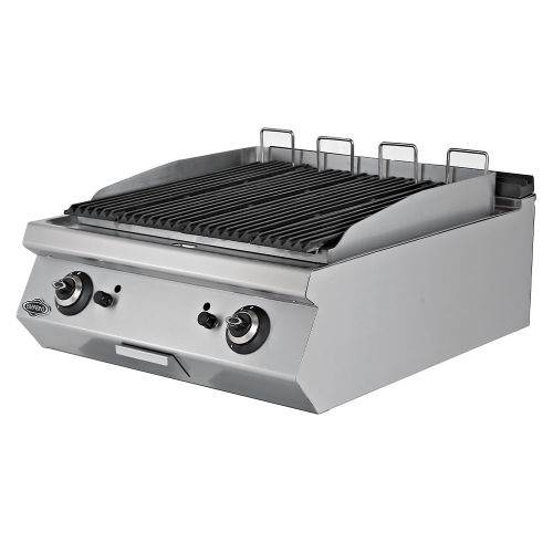Grill pe gaz profesional, inox, cu roca vulcanica PLUS, 80*90*30 cm