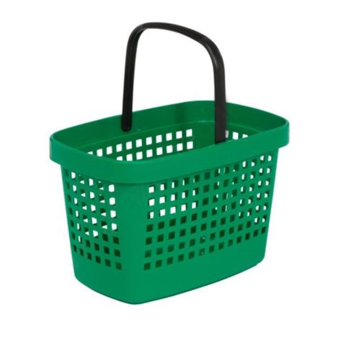 Cos supermarket plastic cu 1 maner 28 litri - Verde