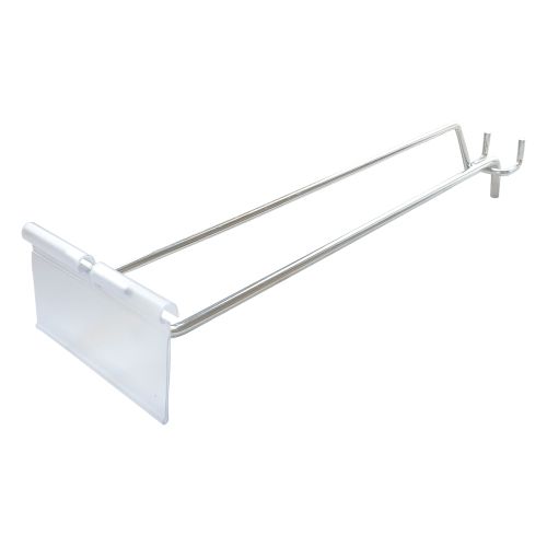Carlig cu eticheta 20 cm ALBE, P50 pentru rafturi metalice perforate