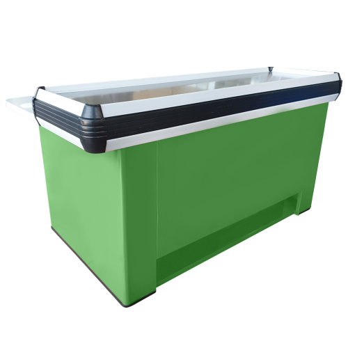 Masa tandem verde pentru casa de marcat 1,8 m rama din PVC dur