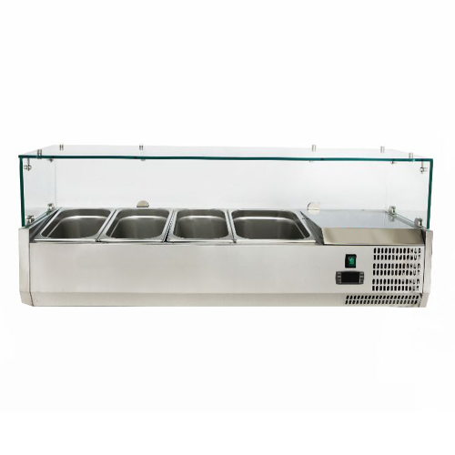 Vitrina ingrediente, inox, 3 cuve GN1/3 + 1 cuva GN1/2, 120*39.5*43.5 cm