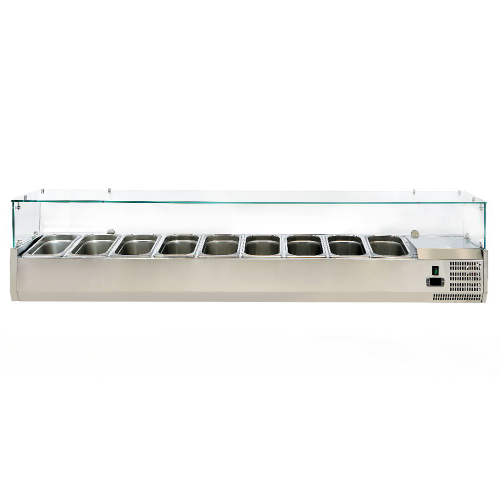 Vitrina ingrediente, inox, 9 cuve GN1/3, 200*39.5*43.5 cm