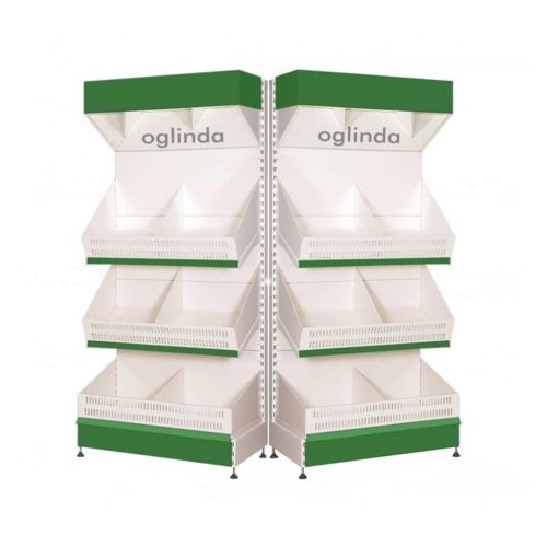 Raft metalic legume fructe 120*220h cm, baza 50 cm, 2 polite si pazie oglinda