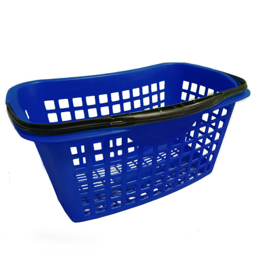 Cos supermarket plastic cu 1 maner 28 litri - Albastru inchis