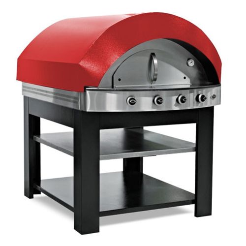 Cuptor profesional pentru pizza, cu samota si alimentare pe gaz, capacitate 6 pizza 28 cm - Rosu