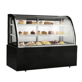 Vitrină frigorifică cofetărie DG-1800FY, 580L, 2-8°C, sticlă curbată, Neagră