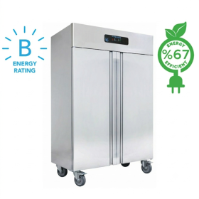 Dulap frigorific vertical FRENOX cu 2 usi, set de roti, filtru magnetic, pedala pentru deschiderea usii, Eficienta Energetica, 1400 lt