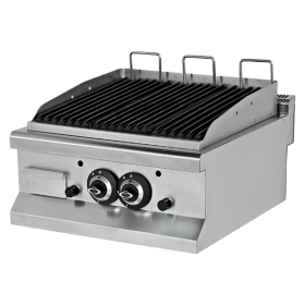 Grill pe gaz profesional, inox, cu roca vulcanica, 60*64*29 cm