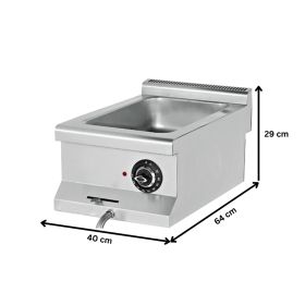 Bain marie profesional, electric, inox, 1 bazin, 40*64*29 cm