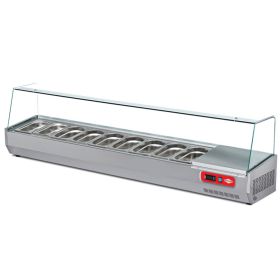 Vitrina ingrediente, inox, 9 cuve GN 1/4, 200*35*50 cm
