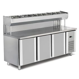Masa preparare pizza, profesionala, inox, 11 cuve, 500 lt, 200*80*85/135 cm