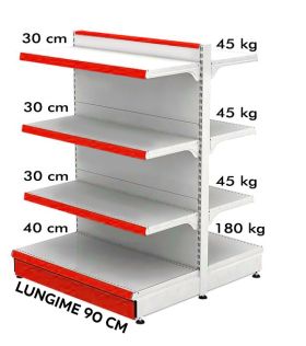 Raft metalic de mijloc 90*140 baza 40 cm si 6 polite de 30 cm