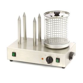 Aparat hot-dog electric MAXIMA, inox, cu 4 tepuse si bol, 58*36*46 cm
