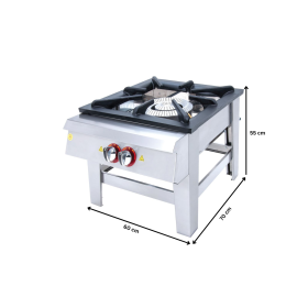 Aragaz de podea profesional, inox, 2 arzatoare centrale 60*60, 17.00 kW, 60*70*55 cm