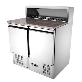 Masa rece preparare pizza, profesionala, inox, 2 usi si 5 cuve, capacitate: 240 lt